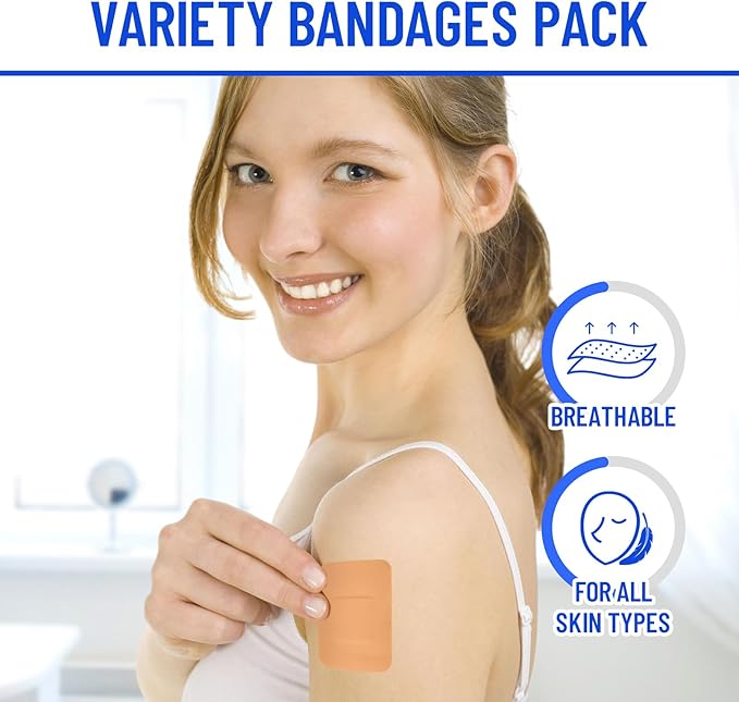 720 Pcs Adhesive Bandages Variety Pack, Flexible Adhesive Bandage Bulk, Assorted Sizes Fingertip Bandages, Breathable & Waterproof Bandage for First Aid and Wound Care