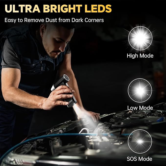 Upgraded Electric Air Duster, 360,000RPM Compressed Air Duster with Brushless Motor, LED Light, Cordless Rechargeable 4-Gear Mini Turbo Snow Blower for Car, Keyboard, PC, Home, Outdoor