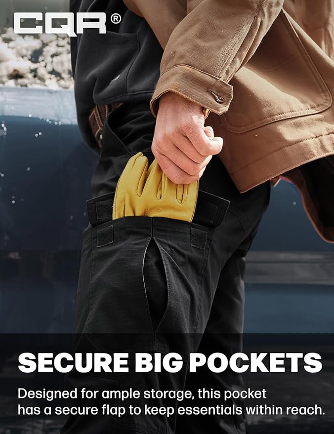 CQR Men's Winter Tactical Cargo Pants, Thermal Fleece Lined Outdoor Snow Ski Hiking Work