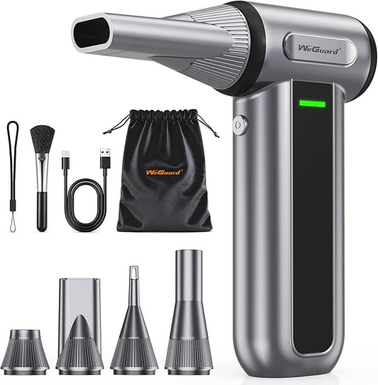 WeGuard W22 Compressed Air Duster, 180000RPM Cordless Electric Air Duster with Brushless Motor - Rechargeable & 3 Speed Adjustable - Dust Cleaner for Keyboard, Computer, Outdoor, House and Car