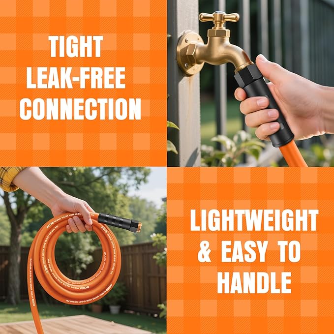 Garden Hose 50 ft x 5/8", NON-EXPANDING Flexible Water Hose, Kink Resistant Lightweight Hybrid Hose, Leakproof Yard Hose with Male to Female Fittings
