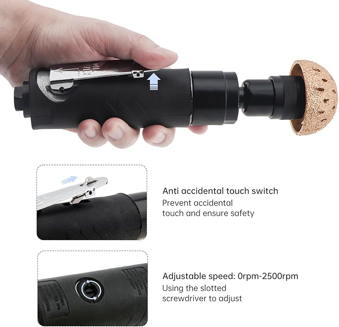 Air Tire Repair Polish Patch Tools, Include 2500rpm Low Speed Air Tire Buffer, Tire Inner Liner Scraper, Patch Roller, Tungsten Steel Buffing Wheel 42mm 55mm