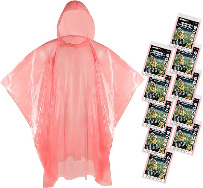 APEXUP Disposable Rain Ponchos for Adults, Emergency Rain Poncho for Camping Hiking Travelling