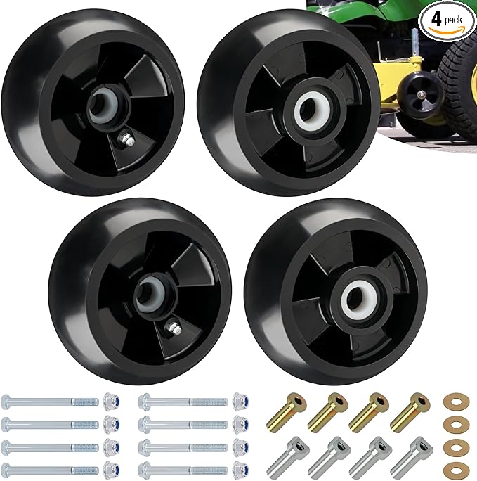 CheeMuii 4 Pack AM125172 Mower Deck Gauge Wheels Kit Lawn Mower Deck Wheels Replace for AM125172 AM124706 210-300 Compatible with John Deere 48", 54", 60", 62“, 72" Deck