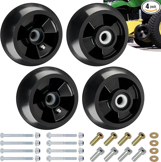 CheeMuii 4 Pack AM125172 Mower Deck Gauge Wheels Kit Lawn Mower Deck Wheels Replace for AM125172 AM124706 210-300 Compatible with John Deere 48", 54", 60", 62“, 72" Deck
