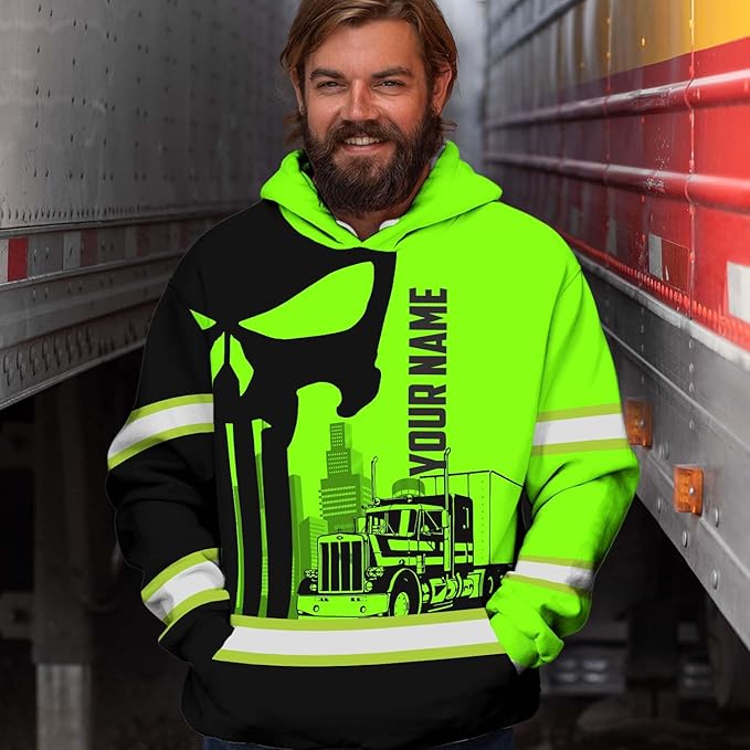 Matedecor High Visibility Hi Vis Hoodie for Men - Jobs Collection Custom Name Class 3 Reflective Safety Workwear