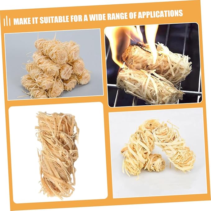 12Pcs Natural Wax Wood Firelighters Biodegradable Fire Starters for Camping Barbecue Fire Pits and Home Grills Compact Lightweight Outdoor Starter Logs
