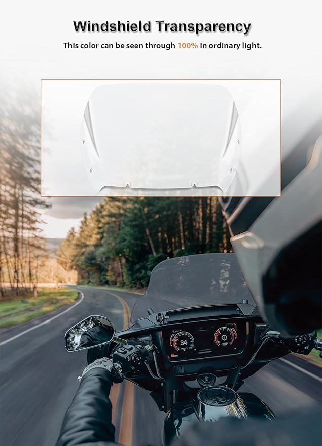 10" Wave Windshield Windscreen Wind Splitter Compatible with Harley Davidson Touring CVO Road Glide FLTRXSE 2023-up,CVO Road Glide ST FLTRXSTSE 2024-up,Road Glide FLTRX 2024-up (Clear)
