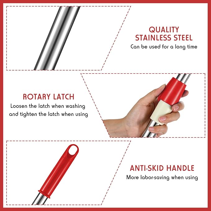 Spin Mop Replacement Handle 360 Degree Spin Mop Pole Handle Replacement Rotating Telescopic Stick for Head Replace Spinning Household Cleaning Accessories for Home(Black)