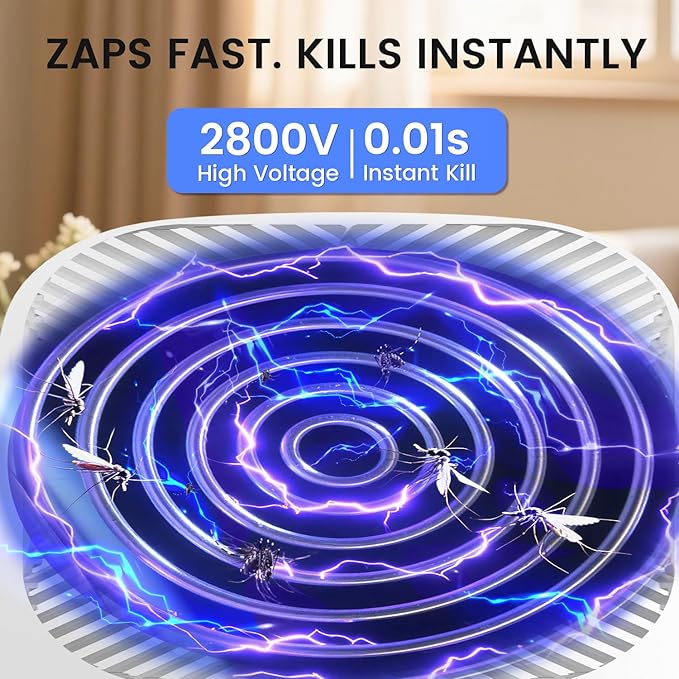 Bug Zapper Indoor, 2025 Updated Mosquito Zapper & Fly Killer with Dual Wavelengths and Dual Action Control – Quiet Suction Fly Trap & High-Voltage Electric Zapper for Home, Garage, Backyard