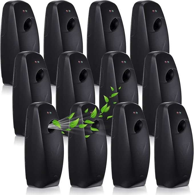 Maxcheck 12 Pcs Automatic Air Freshener Spray Dispenser Automatic Spray Dispenser for Bathroom Battery Operated Free Standing or Wall Mounted Restroom Bedroom Sprayer(Black)