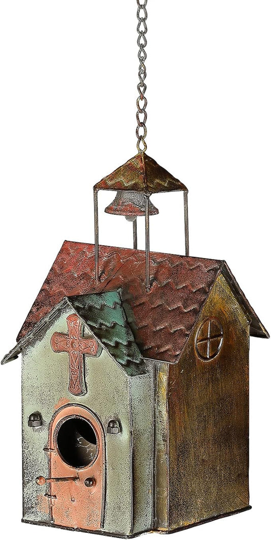 Bird Houses for Outside, Metal Hanging Church Birdhouse