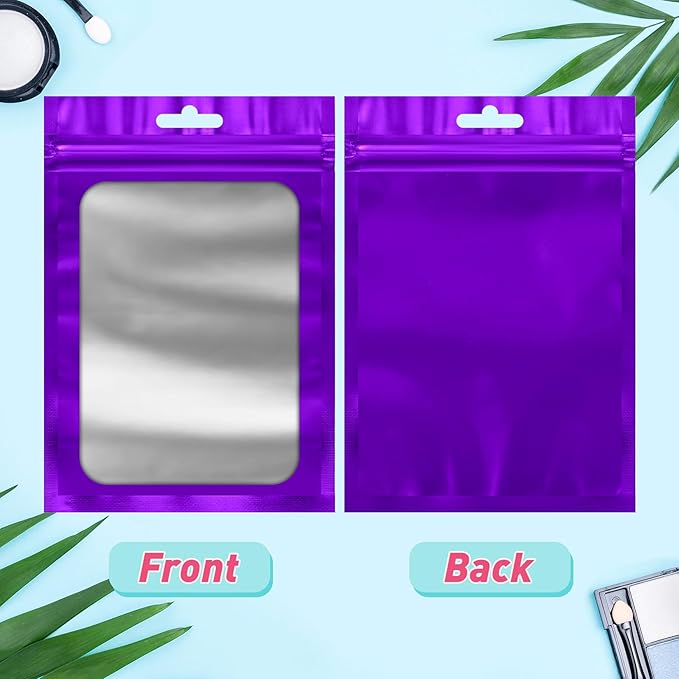 Funfery 300 Pack Smell Proof Resealable Bags for Food Storage,Mylar Clear Bags 4x6 Purple Packaging Bag- Edibles,Odorless Scent Proof Bag for Cookies, Zip Foil Pouch for Small Business