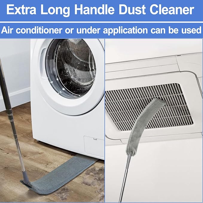 Dust Cleaner Microfiber Duster, Gap Dust Cleaning Artifact with Extension Pole & Bendable Head, Washable Extendable Gap Dusters for Sofa Bed Furniture Bottom,Ceiling Fan,Blinds (Gap Dust Cleaner)