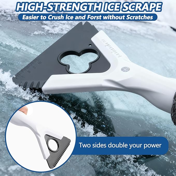 Extra Long 61.5" Ice Scrapers for Car Windshield, Extendable Snow Shovel and Snow Brush for Trucks with 180° Pivoting Brush Head, Portable Winter Snows Removal Tools for Trucks Cars SUVs Vehicle