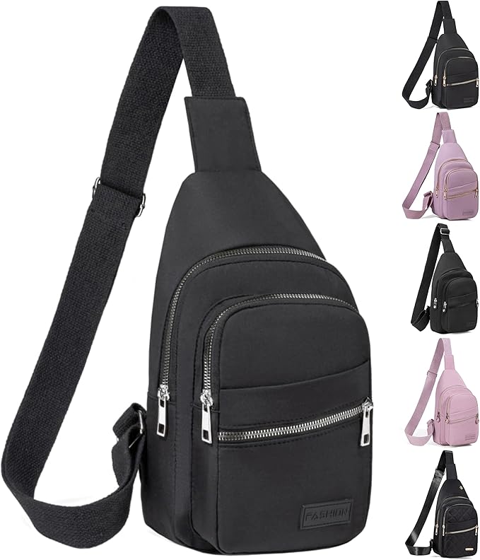 Cross Body Bag Small Sling Backpack Sling Bags Hiking Daypacks Crossbody Bags for Women Men - Silver Zipper