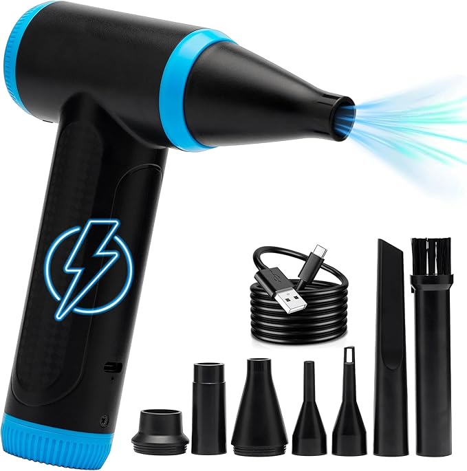 Compressed Air Duster 150000 RPM - Computer Keyboard Cleaner - Jet Dry Mini Air Blower Gun for Car Drying - Electric Canned Air Duster for Computers - Portable Car Dryer Air Blower Fan