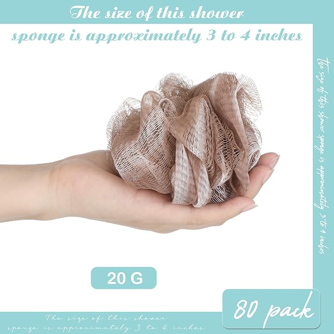 CHENGU 80 Pcs Loofah Sponge Bath Sponges for Shower, 20g (Novel Colors)