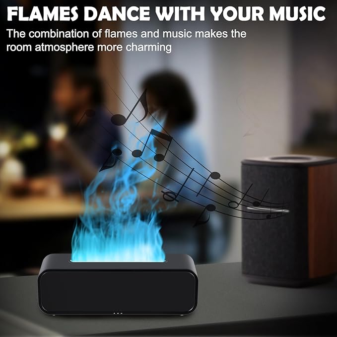 7Color Flame Diffuser, Bonfire and Fireplace 10.7"3"3.1" (Black)
