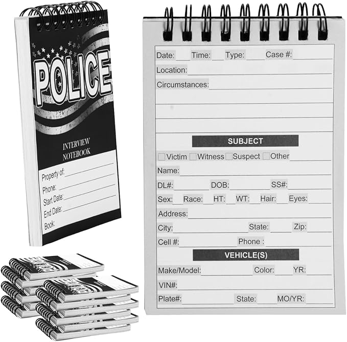 12 Pcs Public Safety Police Field Interview Notebook Report Notepad for Law Enforcement Officer Gifts Ticket Book Notebook Cop Interview Equipment Accessories, 70 Sheets/ 140 Pages(3.5x5 Inch)