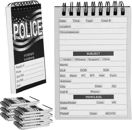 12 Pcs Public Safety Police Field Interview Notebook Report Notepad for Law Enforcement Officer Gifts Ticket Book Notebook Cop Interview Equipment Accessories, 70 Sheets/ 140 Pages(3.5x5 Inch)