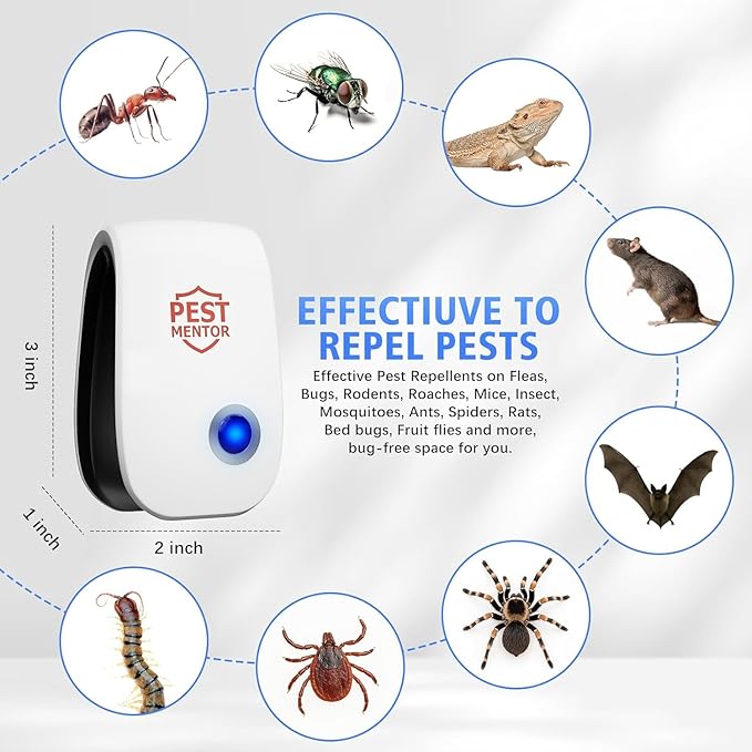 Ultrasonic Pest Repellent 10Pack, Electronic Pest Control Insect Repeller for Bugs, Roach, Rodent, Spider Mouse Repellent Pest Control Device for Home Kitchen, Bedroom