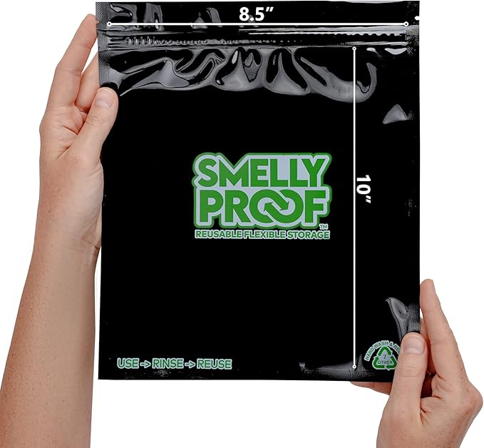 10pk LARGE Black Reusable Washable Bags, US-Made, BPA FREE, NO PEVA, Non-Silicone Food Storage 4-MIL Reusable Freezer 10 x Smelly Proof Bags Quart 8.5" x 10"