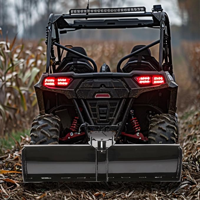 Scrape Blade Implement 3-Point 48" 2 Inch Receiver for ATV UTV Tractor Adjustable Degrees Rear Grading Blade Attachment Driveway Grader Ground Leveler Snow Plow Kit