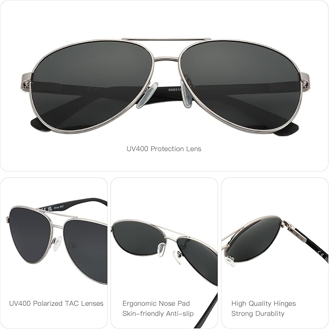 ZENOTTIC Polarized Aviator Sunglasses for Men Carbon Fiber Temple Pilot Sun Glasses with Mirrored Lens UV Protection