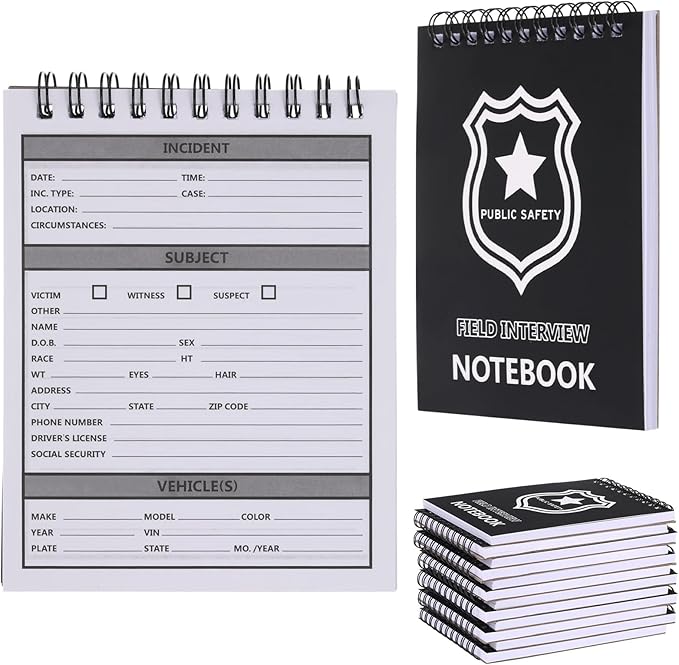 12 Pcs Public Safety Police Field Interview Notebook Report Notepad for Law Enforcement Officer Gifts Ticket Book Notebook Cop Interview Equipment Accessories, 70 Sheets/ 140 Pages(4.25x5.5 Inch)