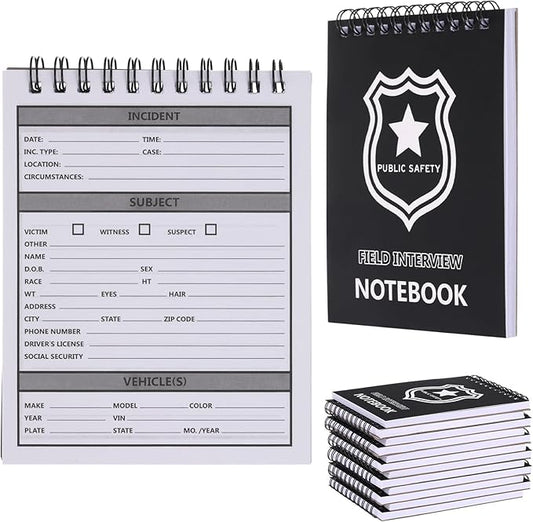 12 Pcs Public Safety Police Field Interview Notebook Report Notepad for Law Enforcement Officer Gifts Ticket Book Notebook Cop Interview Equipment Accessories, 70 Sheets/ 140 Pages(4.25x5.5 Inch)