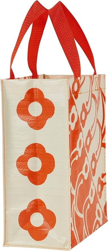 Blue Q Handy Tote, Petal Print. Reusable lunch sack, little gift bag, wedding favors, easy-to-wipe-clean, 95% recycled material, 10" h x 8.5" w x 4.5" d