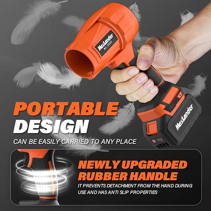 Electric Leaf Blower Cordless, 21V Handheld Leaf Blower with 2x3.0Ah Battery and Charger, Adjustable Speed for Lawn Care, Patio Cleaning, Blowing Leaves and Dust