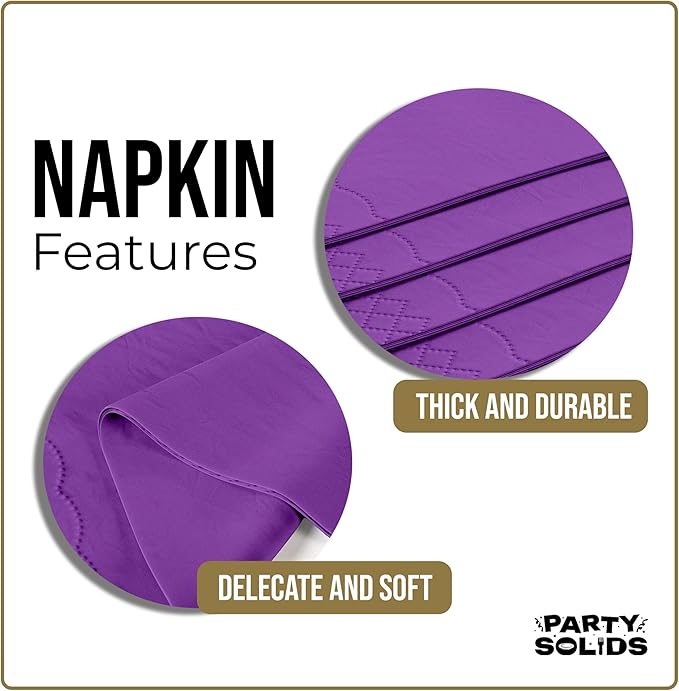 Purple Dinner Napkins Disposable 8" x 4" Folded - 40 Pcs 2 Ply Purple Napkins Disposable Paper Guest Towels for Bathrooms, Dinners, Everyday Parties & Party Supplies