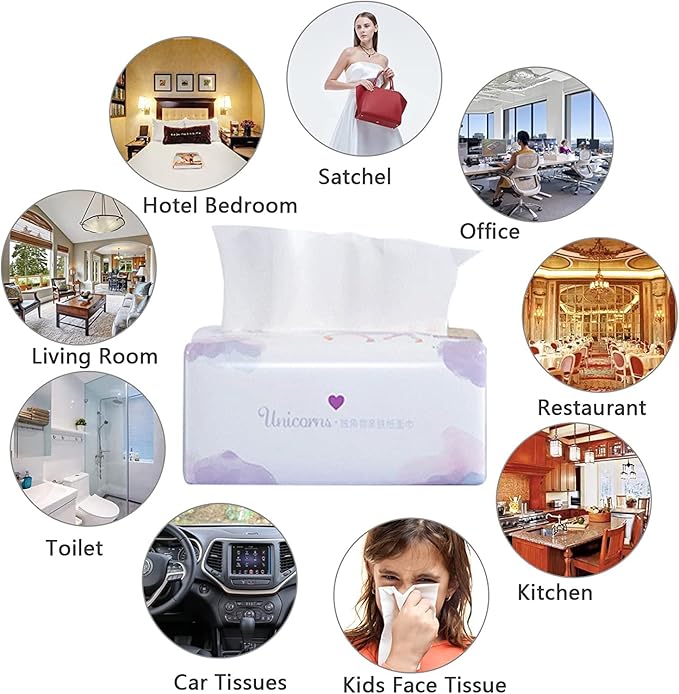 Pack of 6, Soft Small Facial Tissue, Toilet Paper, Disposable Napkin, Bag Cover NOT Box, White Facial Paper, Material Wood Pulp Fiber NOT COTTON, 4-Ply