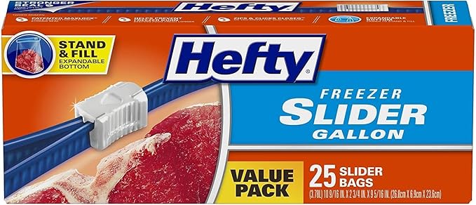 Hefty Ultra Strong Tall Kitchen Bags, Clean Day, 25CT + Storage Slider Bag 40CT + Freezer Slider Bag 25CT (Variety Pack)