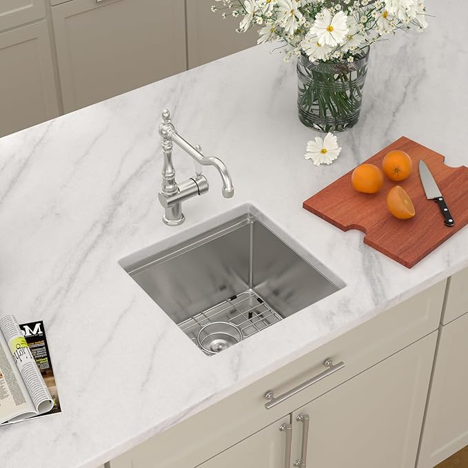 Dcolora 17 Inch Undermount Bar Sink Workstaion Wet Bar Prep Sink Under Counter Small Kitchen Sink Stainless Steel Single Bowl With Accessories,DC-U2201