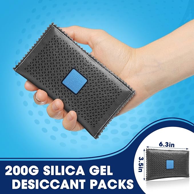 Timgle 10 Pcs 200g Rechargeable Desiccant Packs for Storage Silica Gel Packets Dry Moisture Absorbers Bags Reusable Desiccant Car Dehumidifiers Bag for Closet Home Car Moisture Absorbing