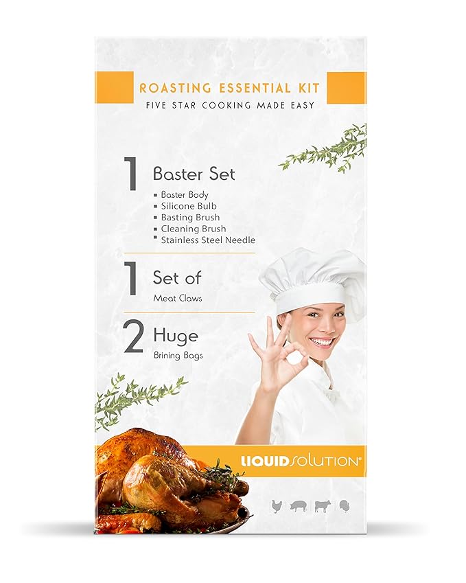 Liquid Solution Two Oversized Heavy Duty Brining Bags, along with Two Strong and Durable Meat Claws and a Turkey baster kit – Perfect for Large Turkey and Meat Roast – Delicious and Efficient