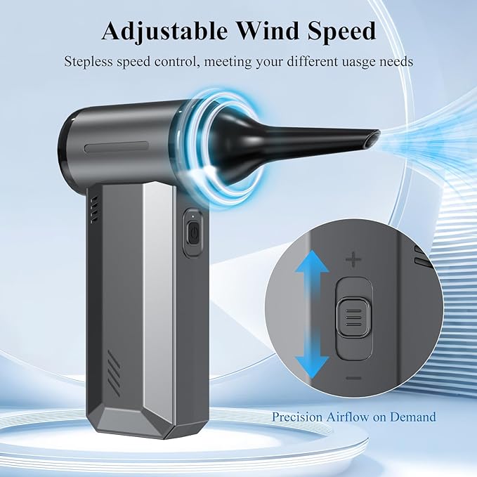 Minthouz Compressed Air Duster-180000RPM Electric Air Duster, Adjustable Wind Speed, Rechargeable Mini Air Blower for Computer, Keyboard, Outdoor, Car Cleaning, Reusable Replaces Compressed Air Can