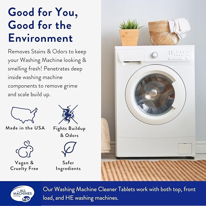 THE CLEAN PEOPLE Washing Machine Cleaner - Washer Machine Cleaner Tablets for Removing Odor, Grime & Scale Buildup - Front Load and Top Load Laundry Machine Cleaner - 20 Count