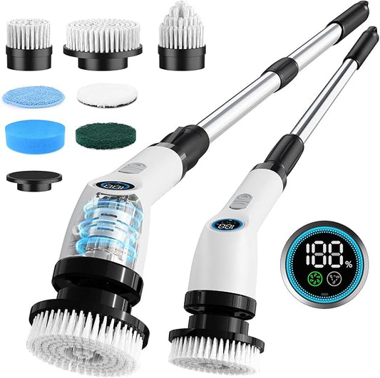 Electric Spin Scrubber Cleaning Bathroom: Shower Cleaner Brush, Cordless Power Scrubber for Tub Tile and Floor (Handle Length 50)