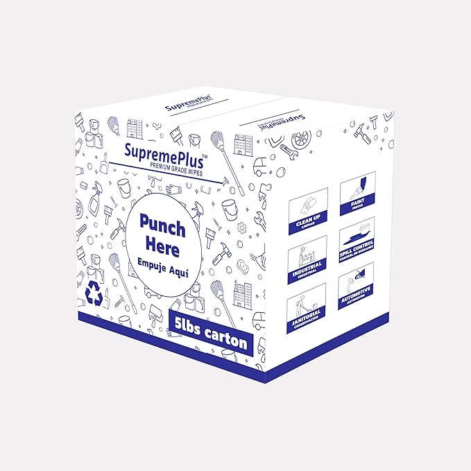 Recycled White Terry Cloth (5 lbs.) Box of Rags - High Absorbent Terry Towel Cleaning Rags for House, Industrial & Workshops, Bulk Shop Rag