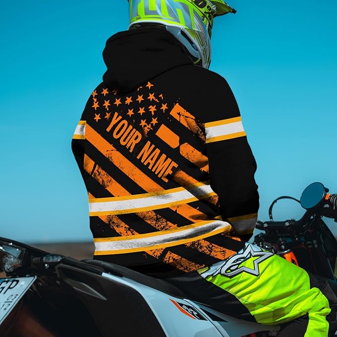 Color US Flag High Visibility Hoodie for Men Women Reflective Tapes Safety Workwear for Worker Runner Patriotic