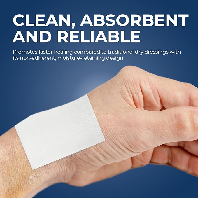 MED PRIDE Sterile Non Stick Pads for Wound Care and Wounds, Highly Absorbent, Painless Removal, Individually Wrapped (3x4 Inch (Pack of 100))