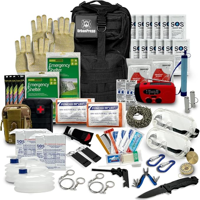 Complete 72 Hour Survival Kit - 2 Person Survival Kits, Deluxe Bug Out Bag, Emergency Bugout Backpack for Floods, Blackout, Disaster Preparedness Earthquake Supplies, Survival Pack