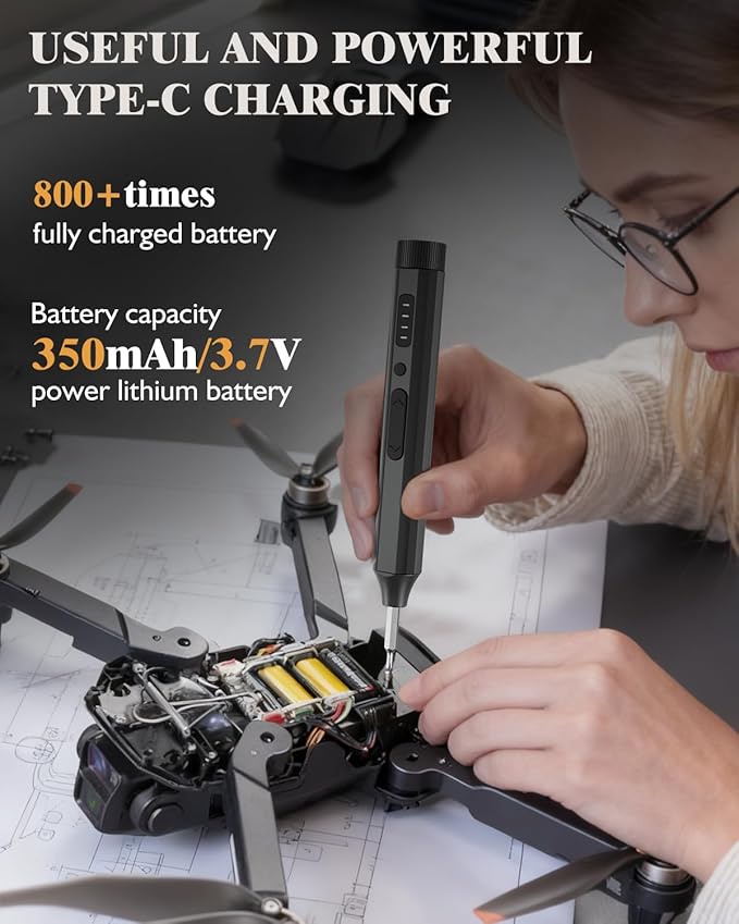 LCORE 67 in 1 Electric Screwdriver Set, 4 Adjustable Torque (0.05 to 0.35 N.m with Manual 5N.m Mode), 62 S2 Steel Bits, Magnetic Storage Case, 4 LED Lights for Electronics Phone Laptop Camera Repair