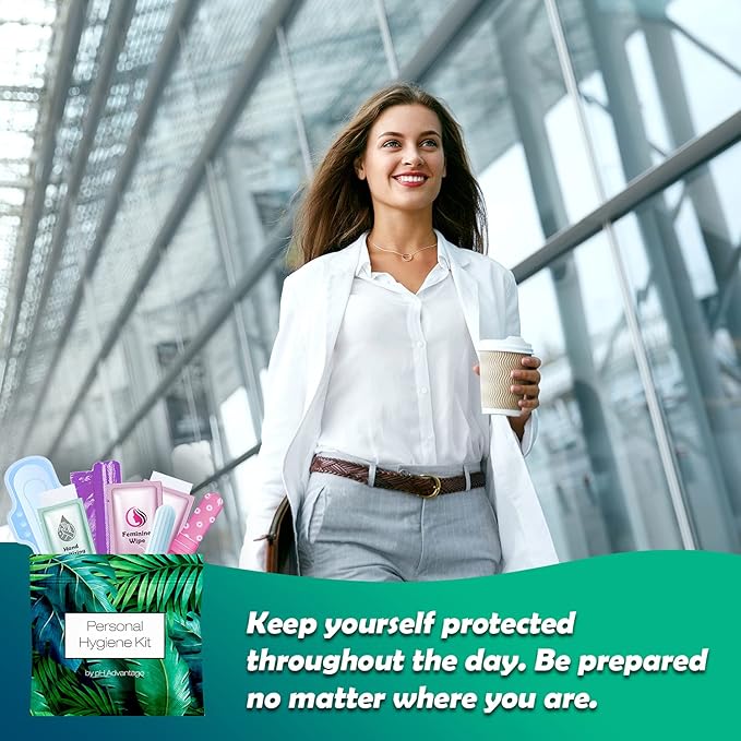 Green Fern Style Menstrual Kit All-in-One 50 Pack | Convenience on The Go | Period Kit Pack for Travelling, Tweens & Teenagers or just When You’re Out | Individually Wrapped Feminine Hygiene Product…