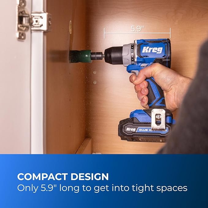 Kreg Power Drill - 20V Ionic Drive 1/2" Compact Drill - High Torque Professional Workshop Tool - LED Light - Two Speed & Variable Speed Trigger - Durable Heavy Duty Tool - Bare Tool - KPTDR050A
