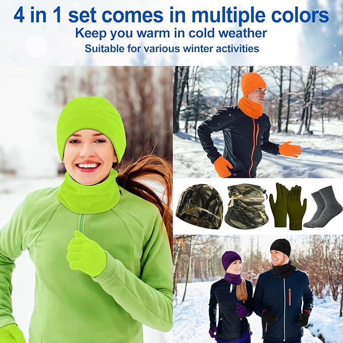 Liitrsh 148 Pcs Bulk Winter Fleece Hats Gloves Scarf Sock Sets for Men Women, Beanies for Homeless Donation Charity Bundle